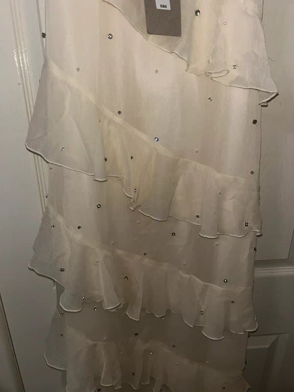 River Island River island cream diamanté dress