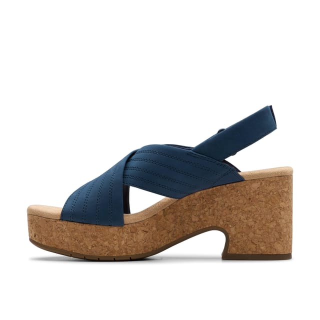 Clarks Clarks Women's Nerisa West Navy Nubuck Heeled Sandals, Wedge Sandals in Blue - 2