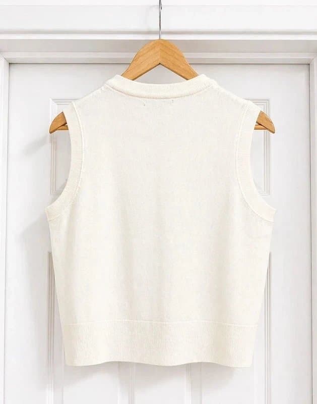 New Look Pretty Women's New Look Cream Soft Knit Knitted Spring Waistcoat Top size 14