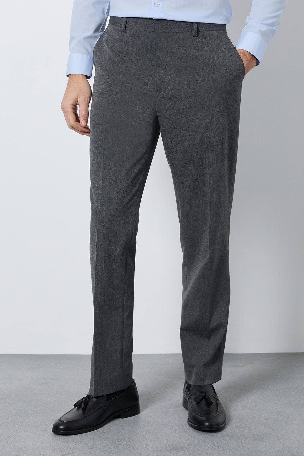 Burton Burton Men's Mid Grey Tailored Fit Essential Suit Trousers - 2