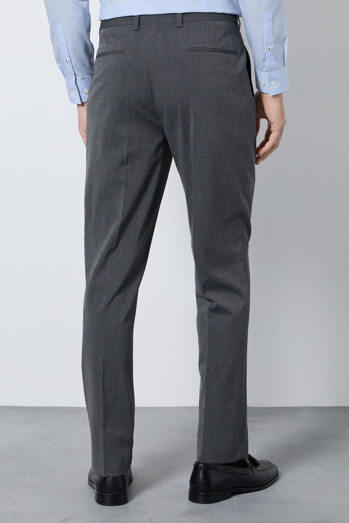 Burton Burton Men's Mid Grey Tailored Fit Essential Suit Trousers - 3