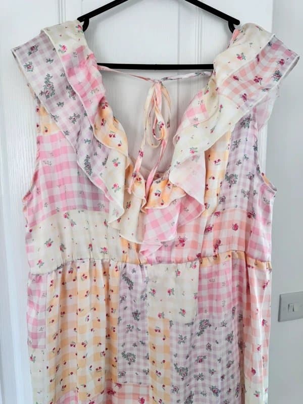 New Look New Look Patchwork Floral Midi Dress UK 22 BNWT Pink Gingham Cottagecore