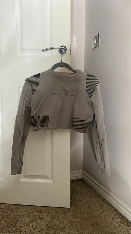 PrettyLittleThing PLT grey sport long sleeve crop top