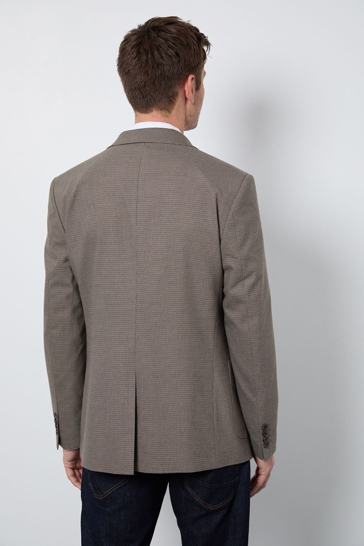 Burton Burton Men's Brown Heritage Check Patch Pocket Tailored Fit Blazer - 4