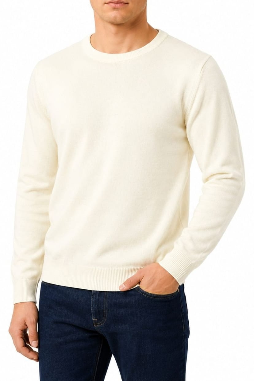 CastlePoint CastlePoint Men's Crew Neck Knitted Jumper in Cream - 1