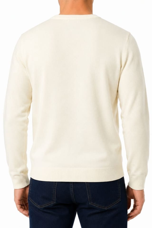 CastlePoint CastlePoint Men's Crew Neck Knitted Jumper in Cream - 2