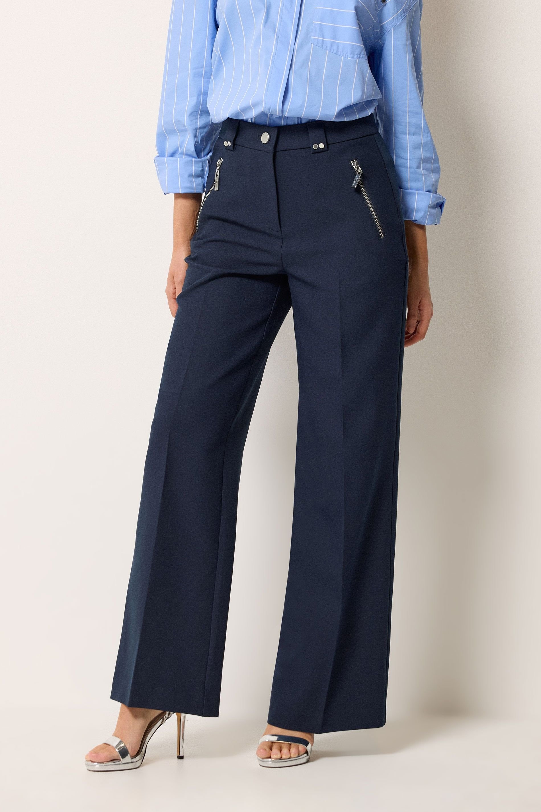 Star By Julien Macdonald Star by Julien Macdonald Women's Tailored Wide Leg Trousers in Dark Navy - 4