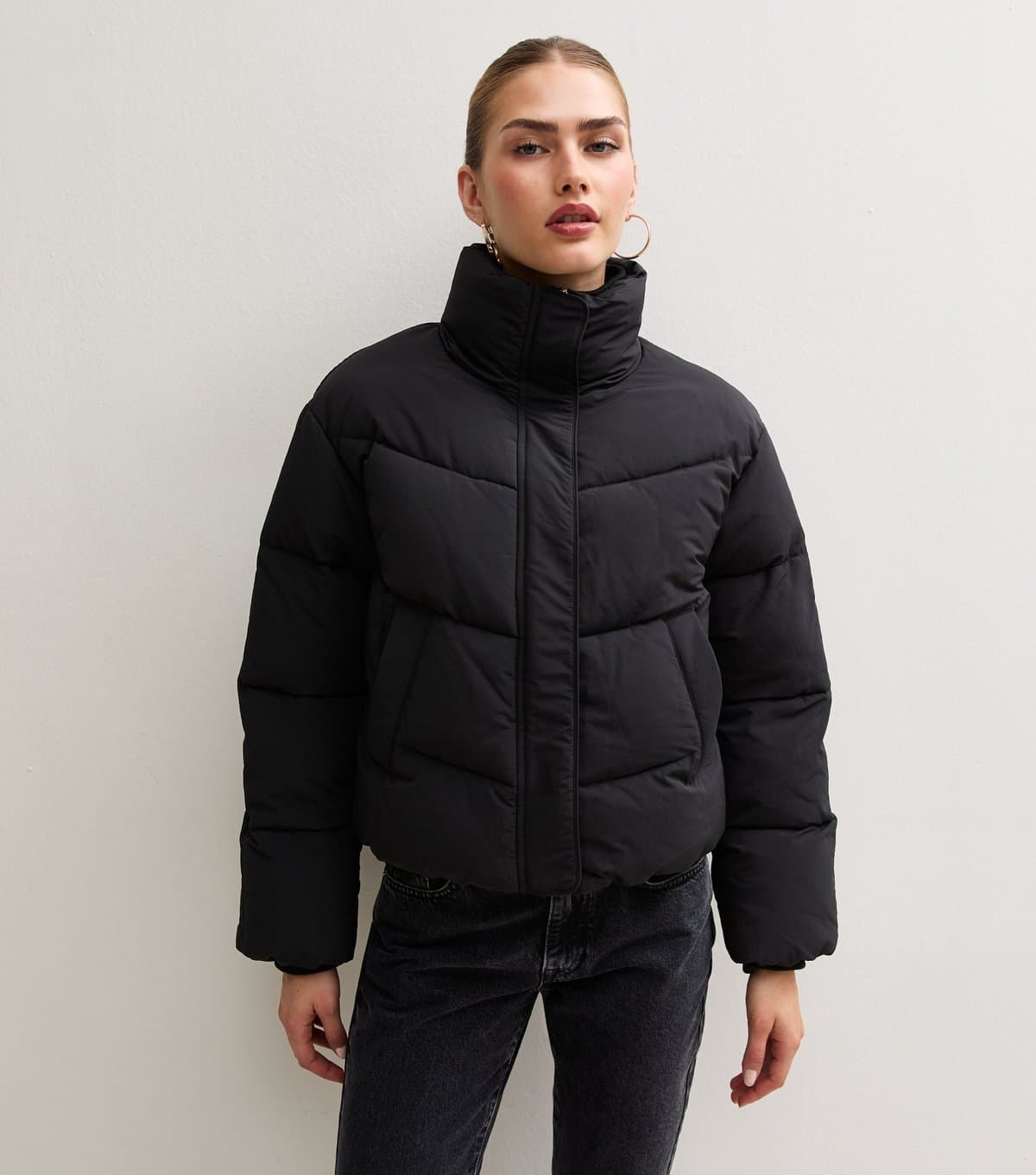 New Look Women's Black Funnel Neck Puffer Jacket New Look