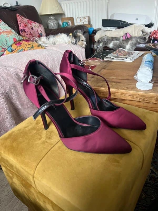New Look Burgundy satin New Look shoes perfect for Prom size 7