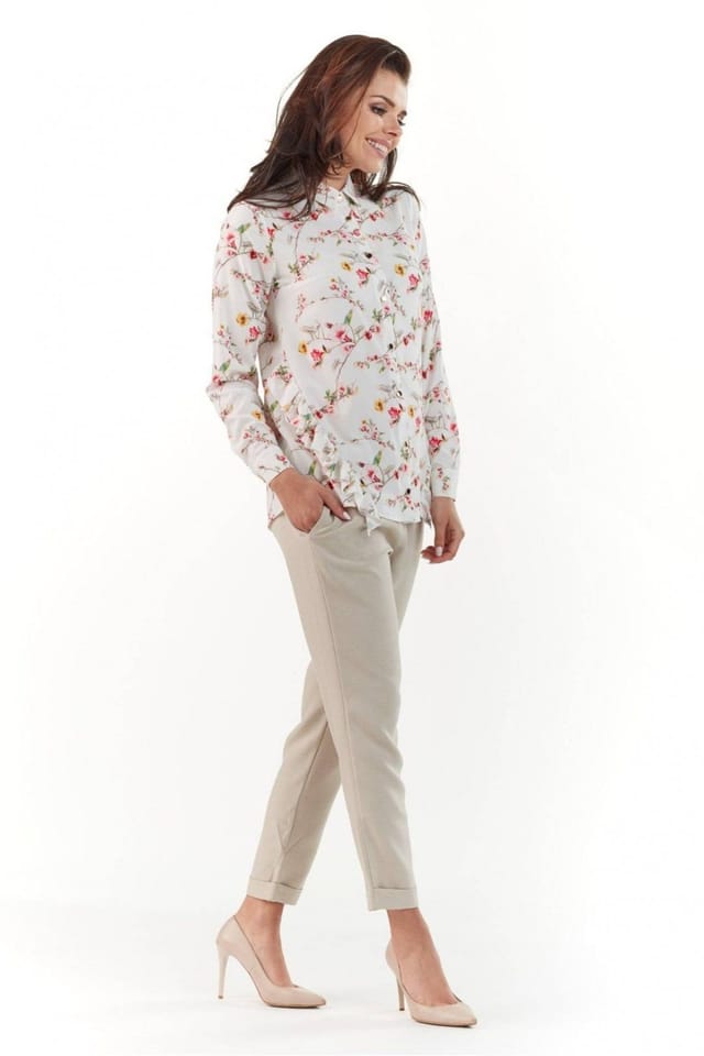 Love Lace Love Lace Women's Elegant Collared Long Sleeve Shirt in White - 2