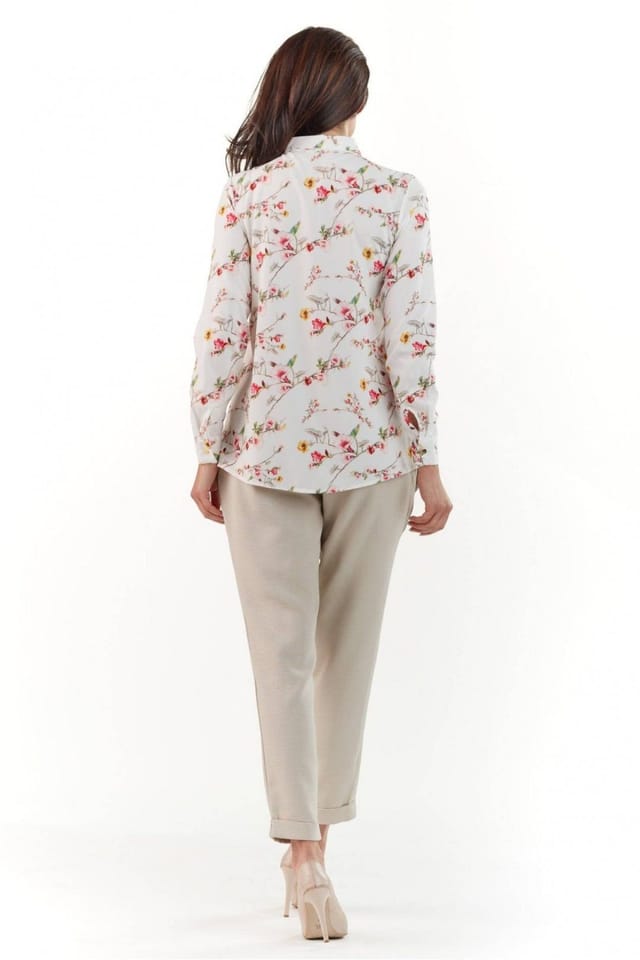Love Lace Love Lace Women's Elegant Collared Long Sleeve Shirt in White - 3