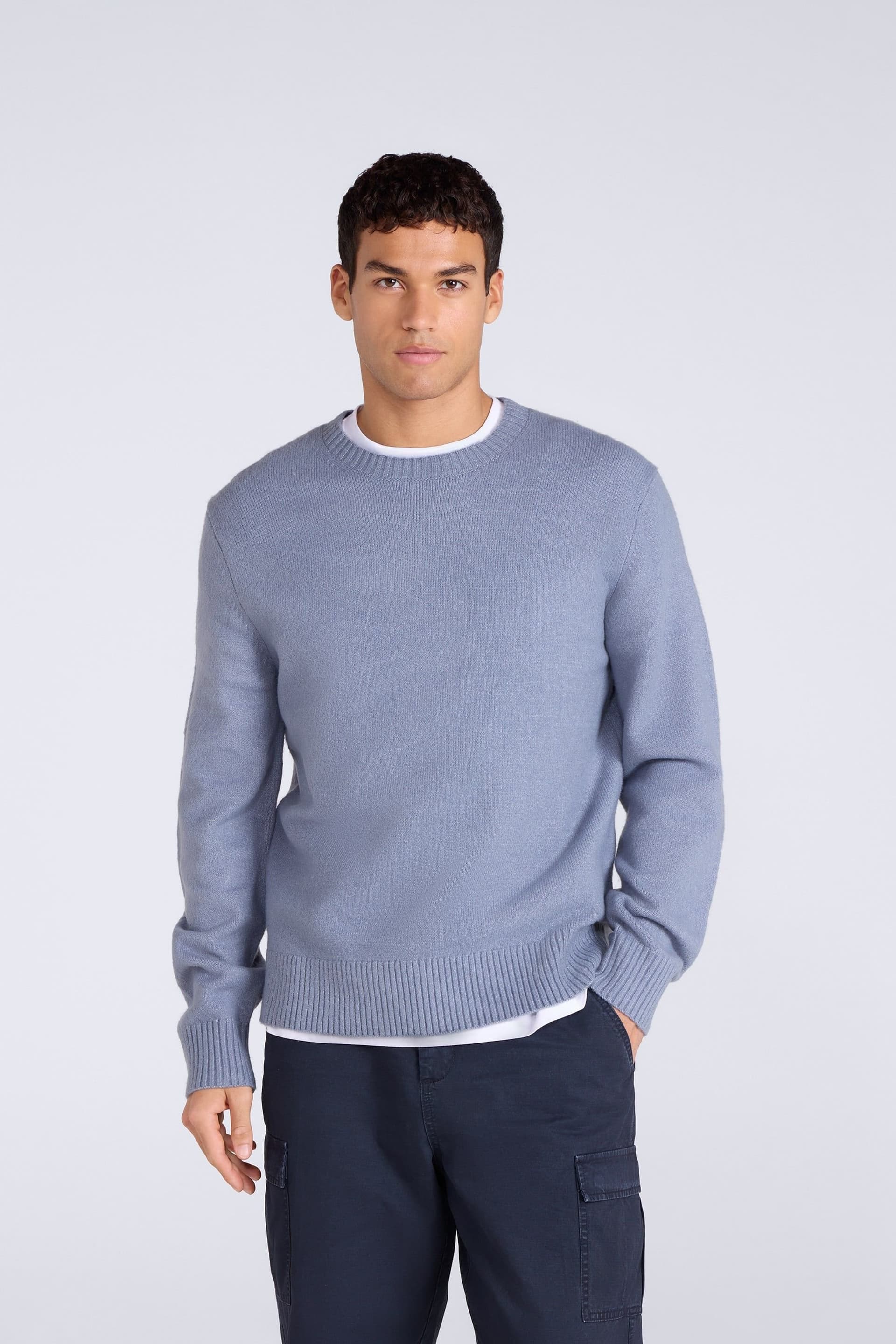 Animal Animal Men's Soft Comfortable Casual Stretchy Crew Neck Warm Cosy Pullover Jumper in Blue