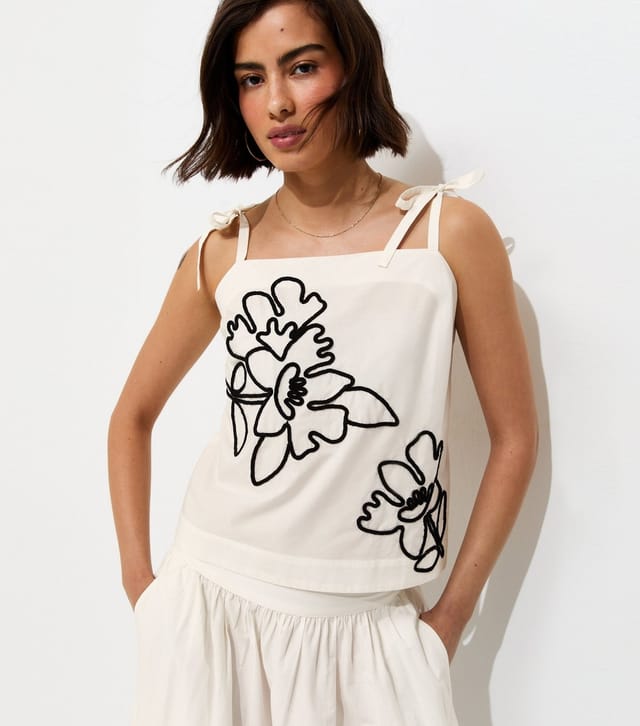 New Look Women's White Cotton Cornelli Pattern Tie Cami Top New Look - 2