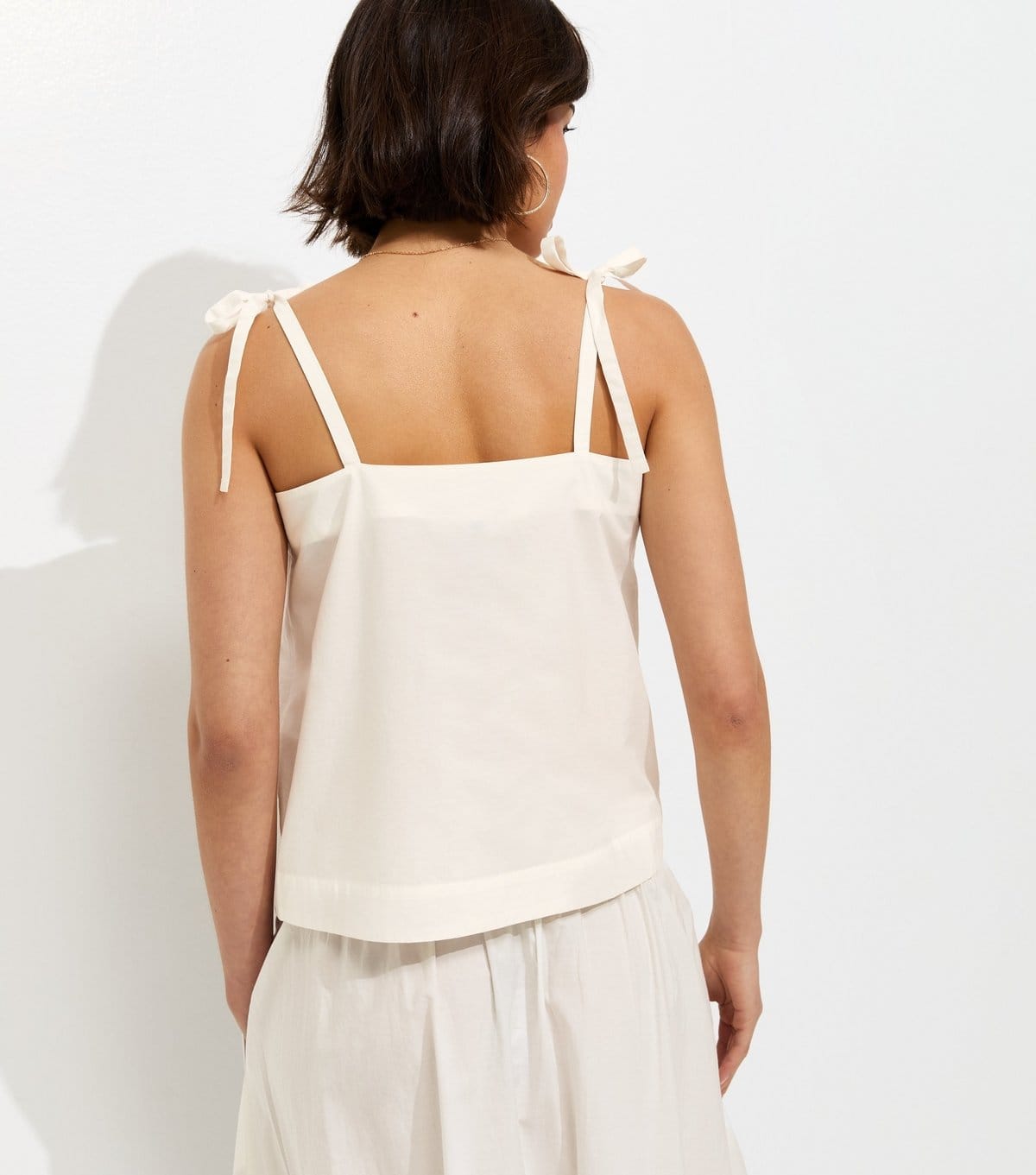 New Look Women's White Cotton Cornelli Pattern Tie Cami Top New Look - 4