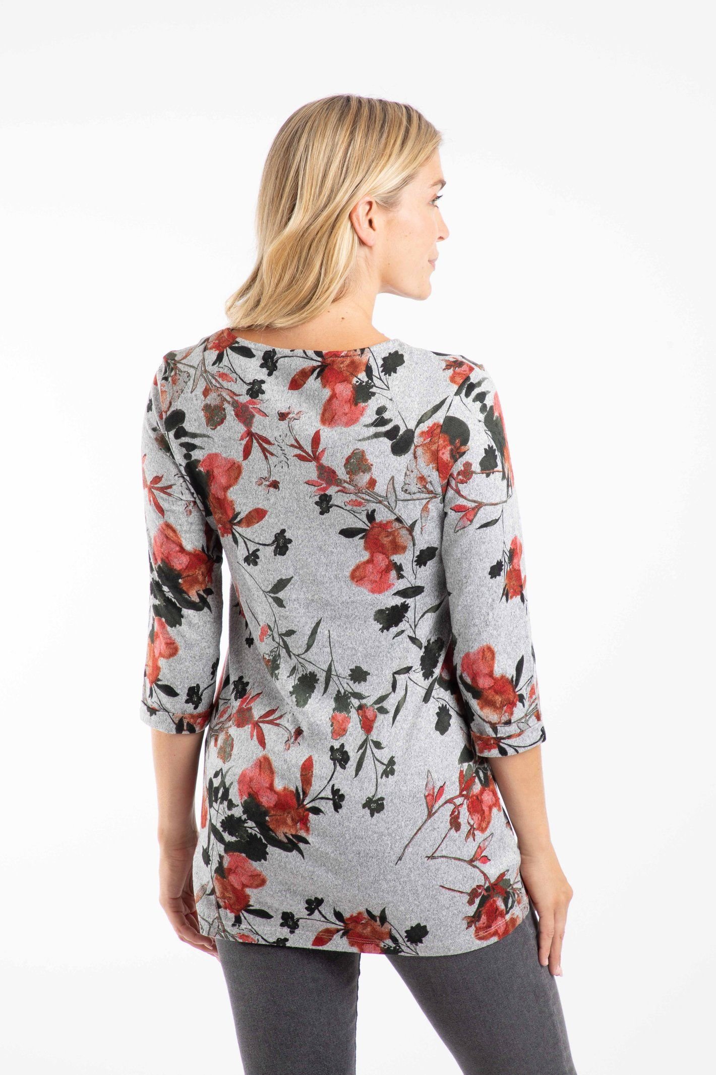 Weird Fish Weird Fish Women's Sidney Printed Brushed Tunic in Mid Grey - 3