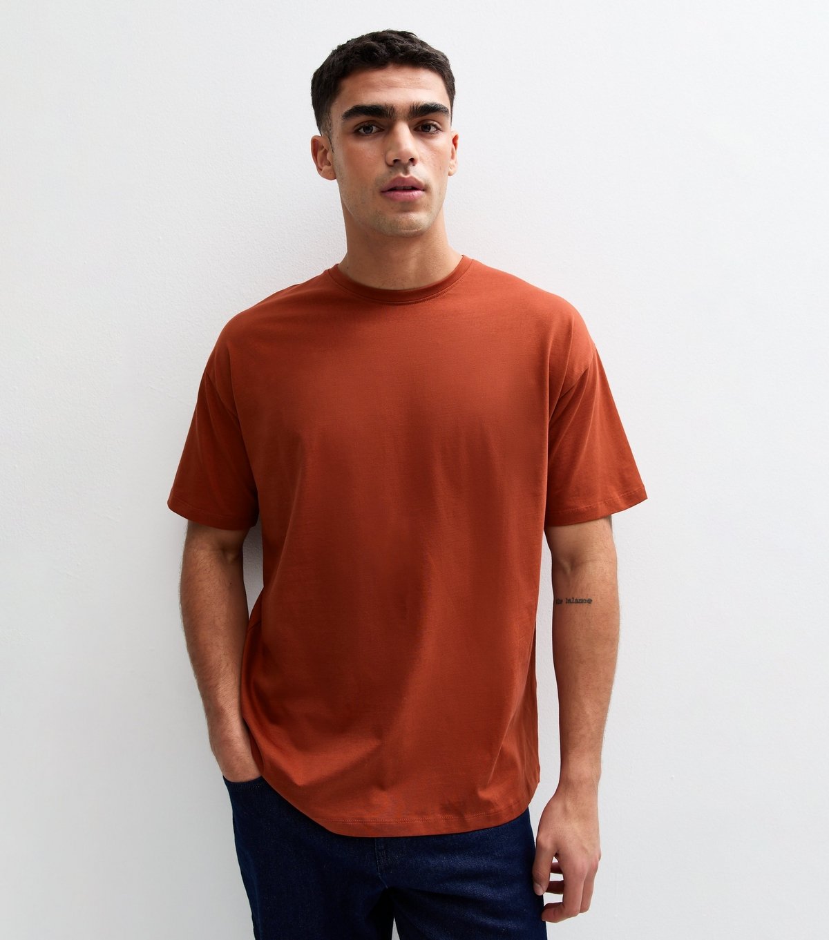 New Look Men's 2 Pack Rust/Khaki Oversized T-Shirts New Look - 2