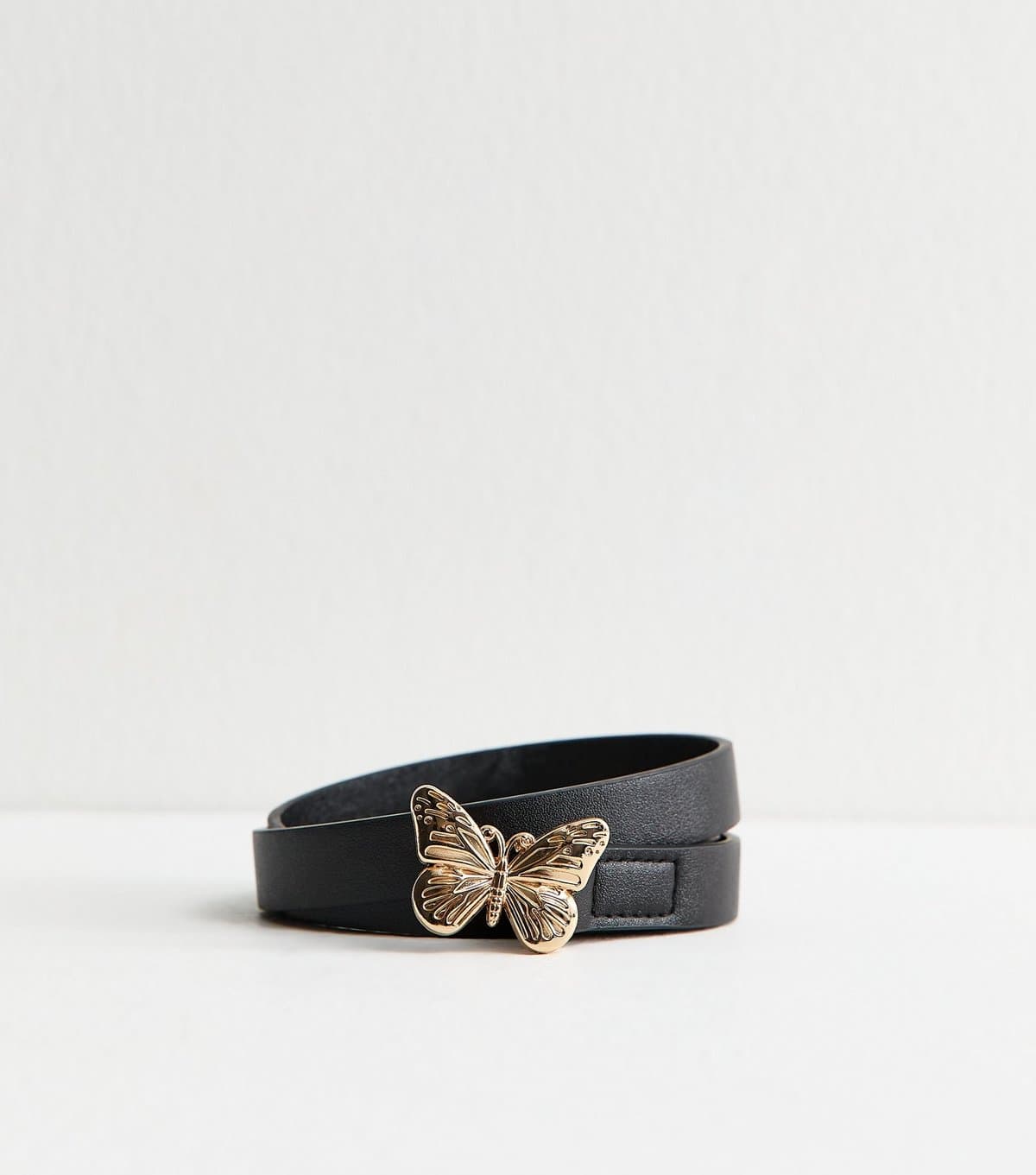 New Look Black Faux Leather Butterfly Buckle Belt New Look