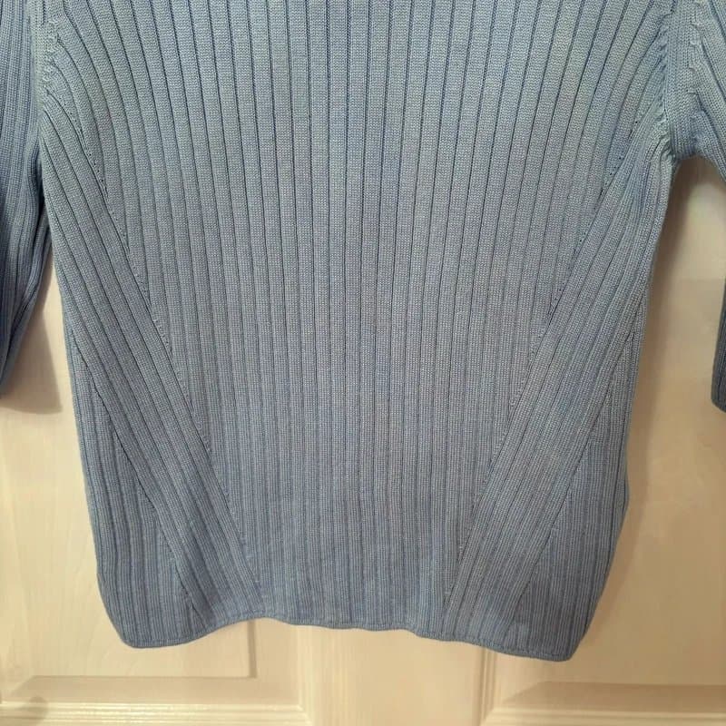 Topshop Light Blue Topshop High Neck Knitted Rib Crop Top