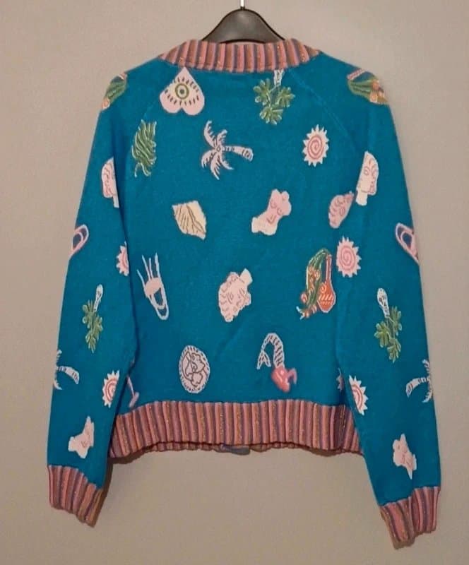 Never Fully Dressed Never Fully Dressed Blue Athena Jacquard Cardigan RRP £99 - size M/12
