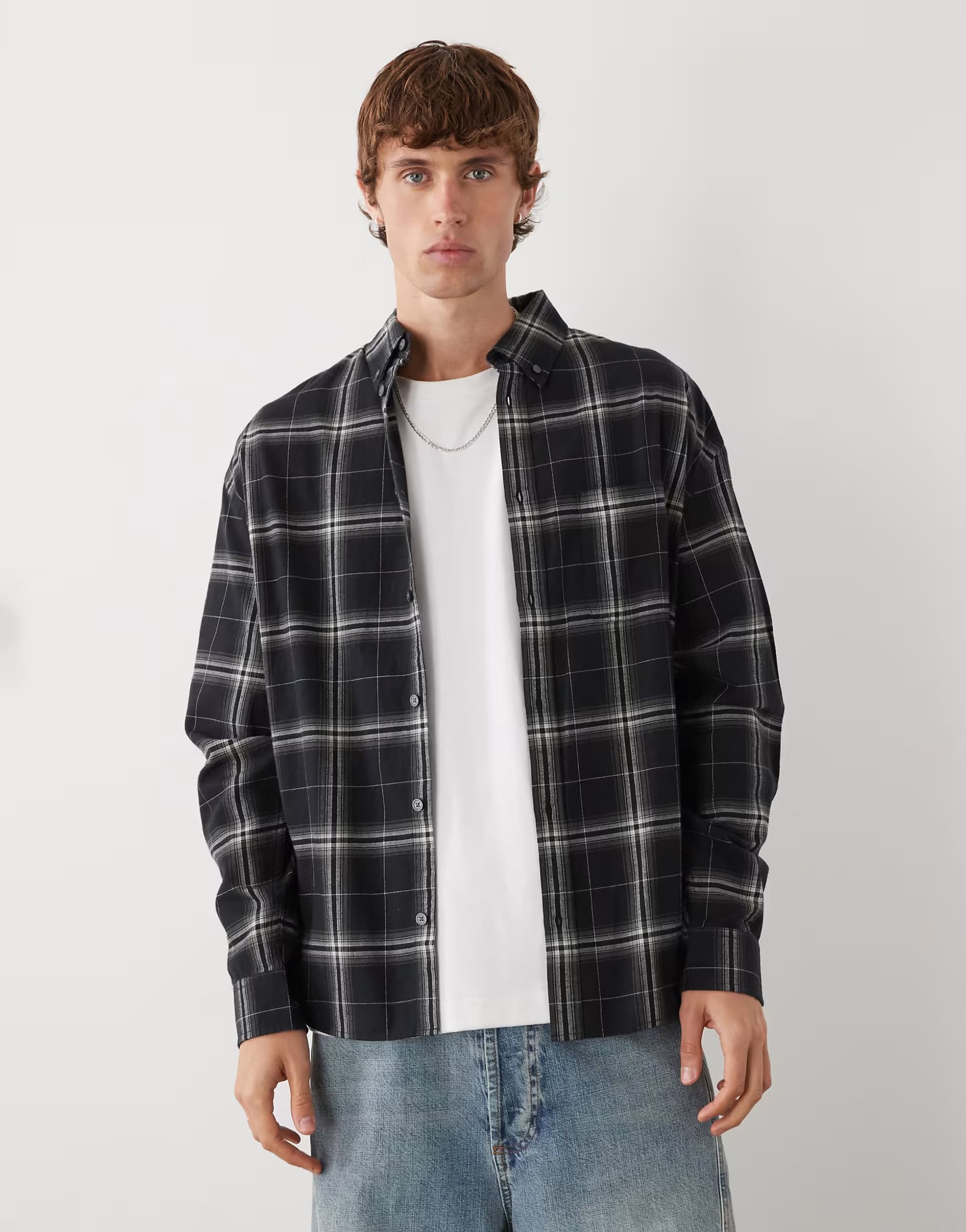 ASOS Weekday long sleeve flannel shirt in black check