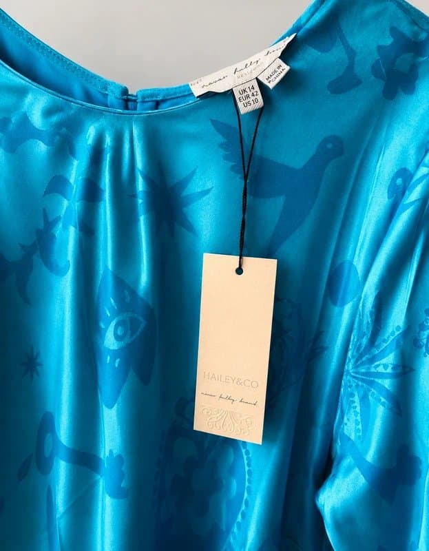 Never Fully Dressed Never Fully Dressed Turquoise Satin Jacquard Shift Dress – UK 14 – BNWT