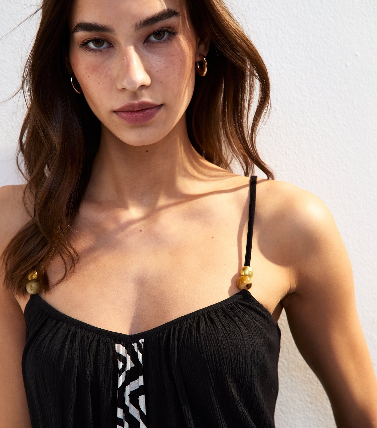 New Look Women's Black Textured Graphic Trim Cover Up Maxi Dress New Look - 3