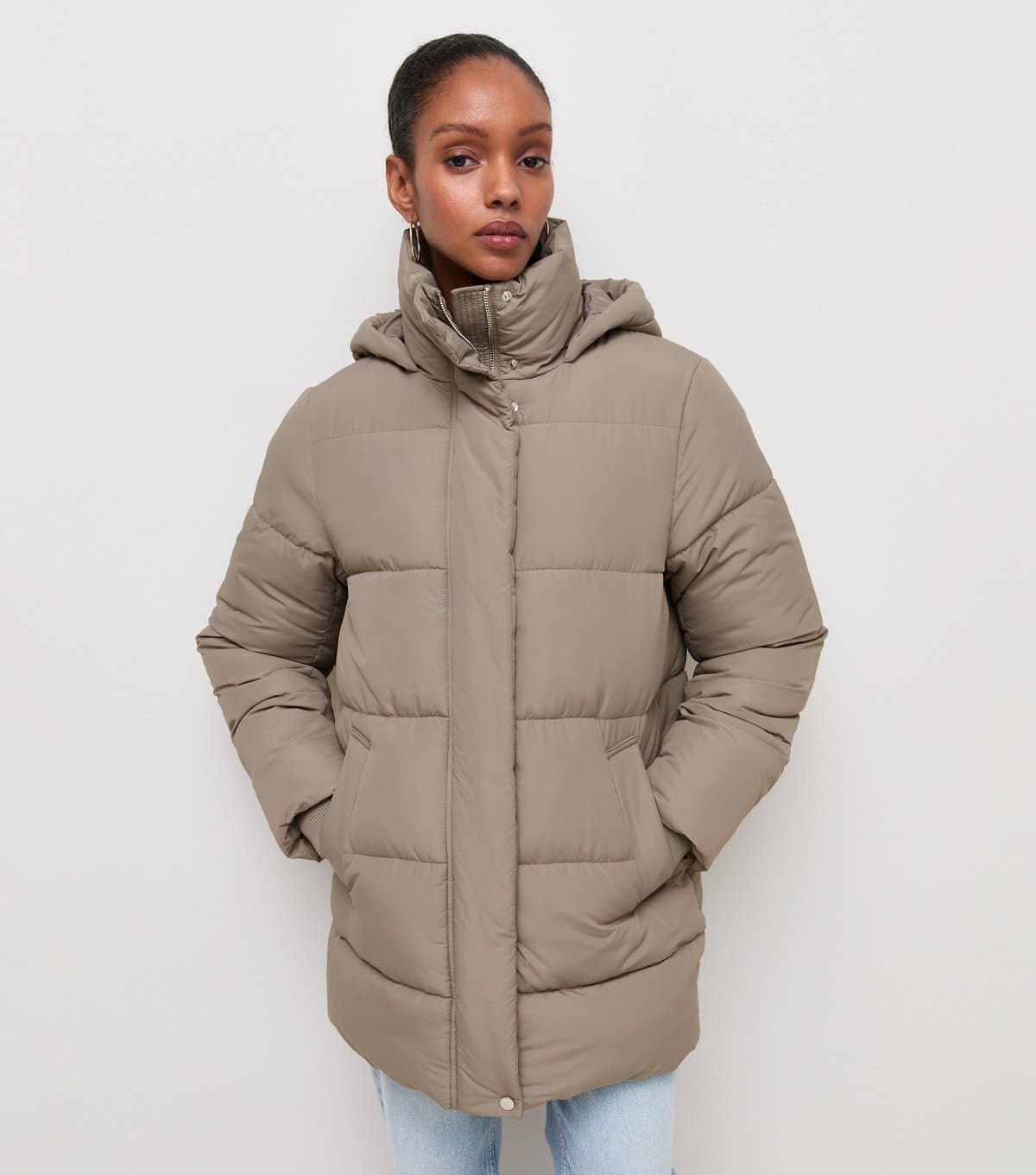 New Look Women's Mink Padded Mid Length Jacket New Look