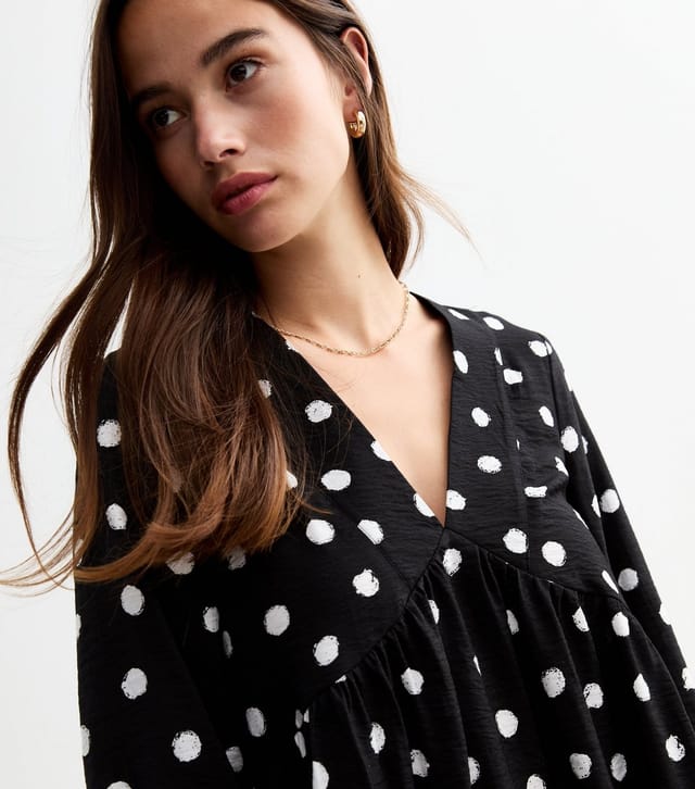 New Look Women's Black Polka Dot Mini Smock Dress New Look - 2