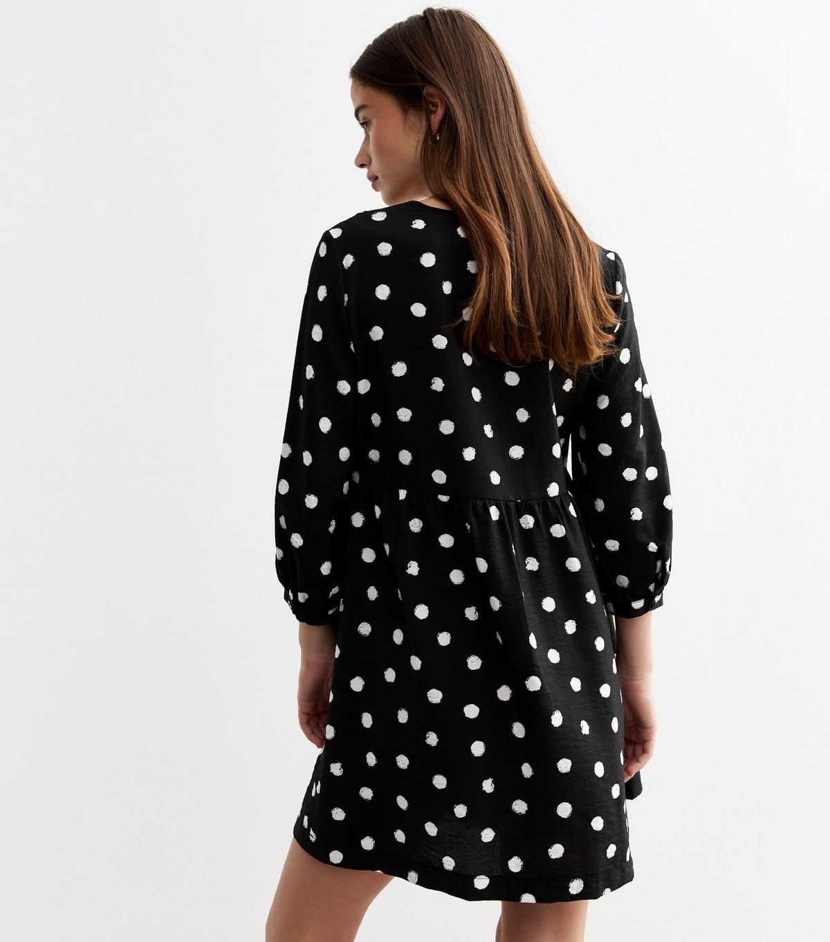New Look Women's Black Polka Dot Mini Smock Dress New Look - 4
