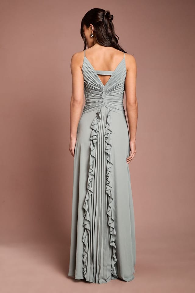 Coast Coast Women's Pleat Detail V Neck Bridesmaid Maxi Dress in Sage - 3