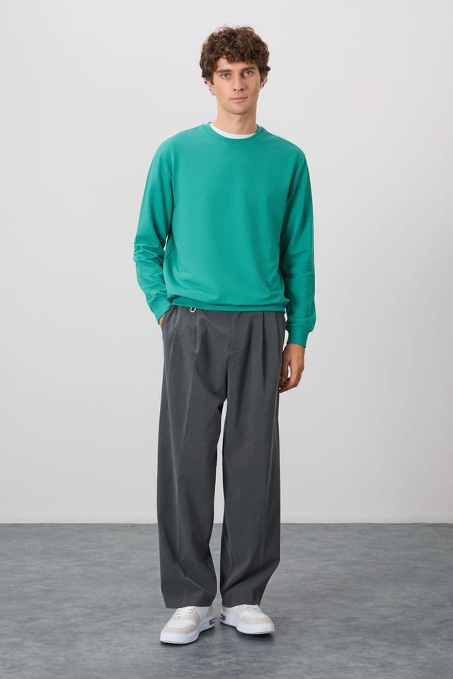 Tommy Life Tommy Life Men's Plain Crew Neck Sweatshirt in Emerald - 2