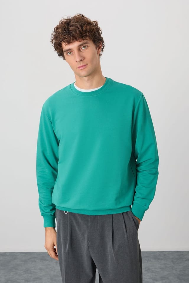 Tommy Life Tommy Life Men's Plain Crew Neck Sweatshirt in Emerald - 3