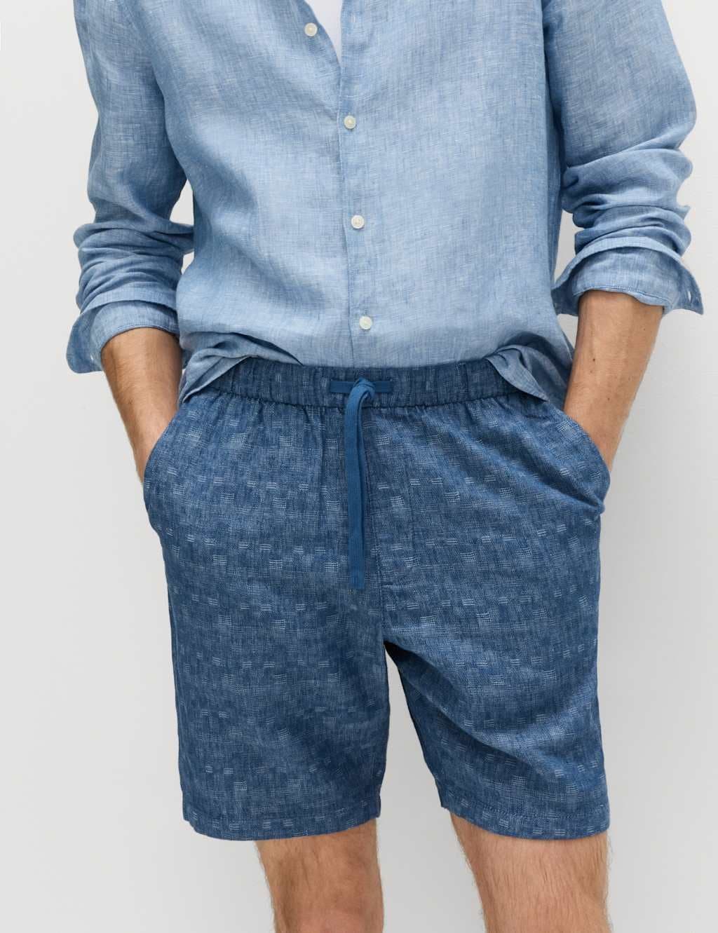Marks & Spencer M&S Denim Mix Linen-Rich Shorts