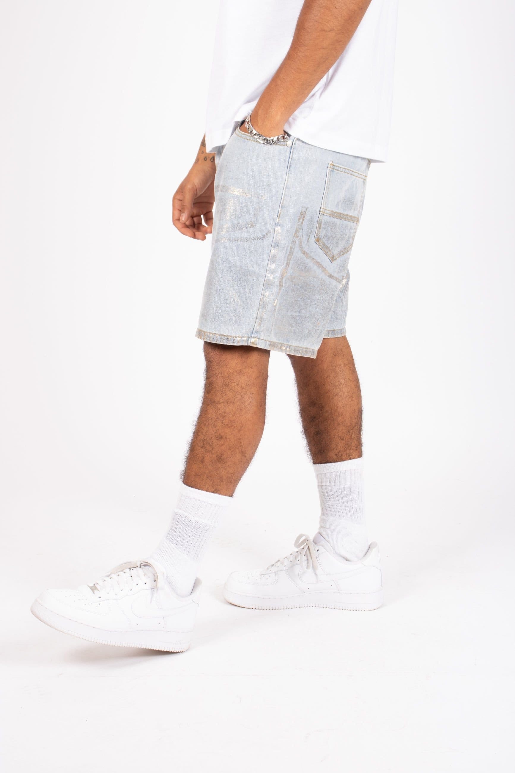 Liquor N Poker Stone Metallic Faded Stonewash Shorts