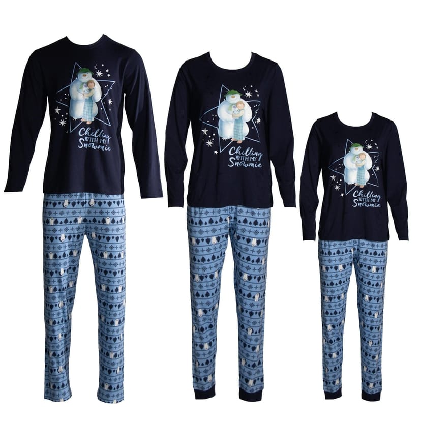 The Snowman The Snowman Men's Polar Bear Christmas Long Pyjama Set in Blue - 1