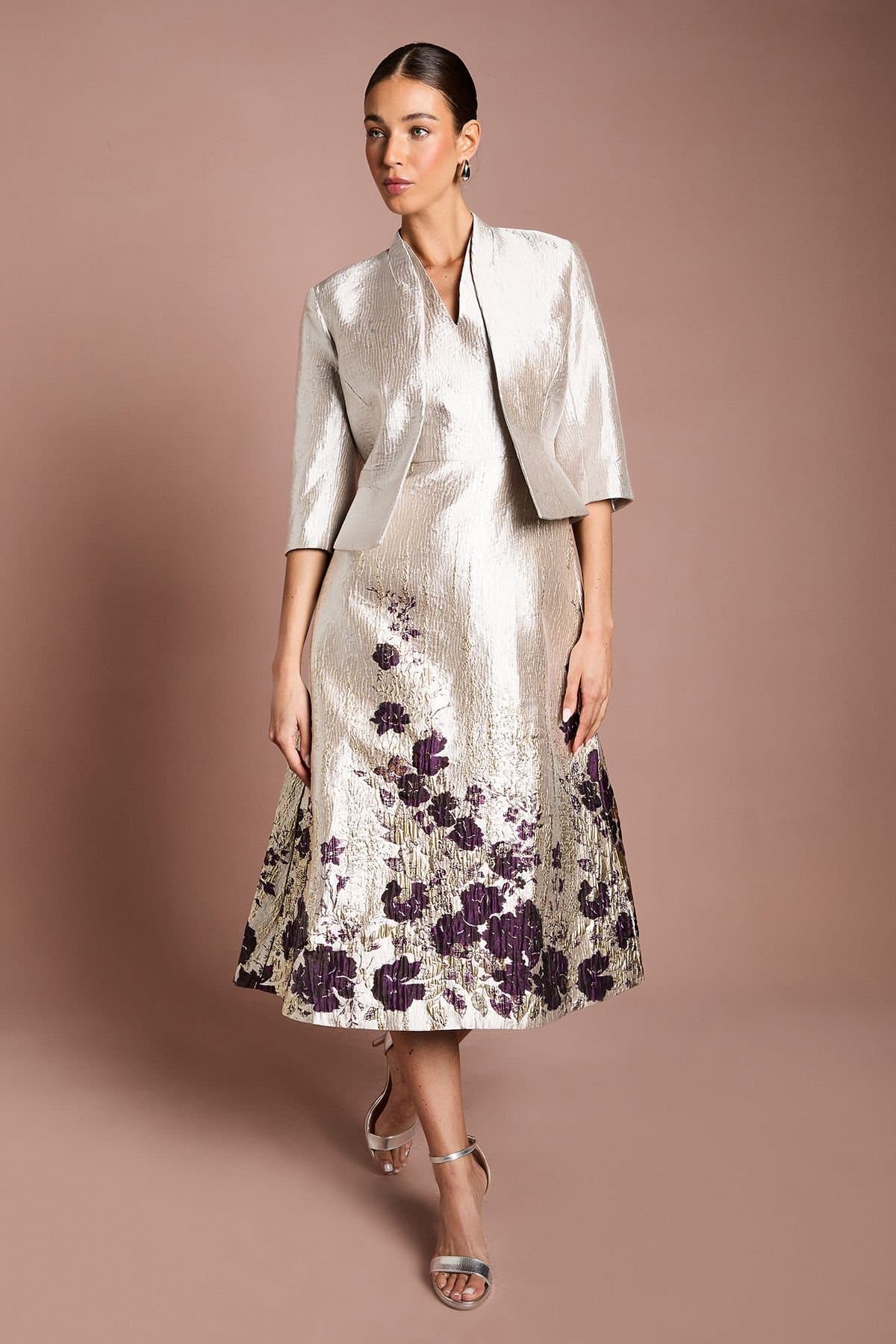 Coast Coast Women's Jacquard Peplum Jacket in Golden