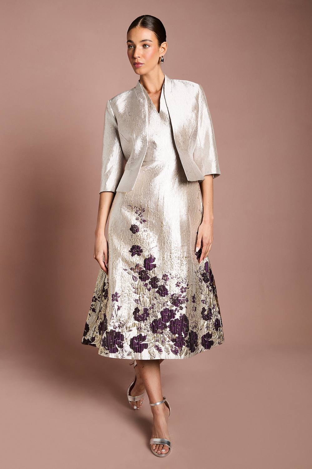 Coast Coast Women's Jacquard Peplum Jacket in Golden - 2