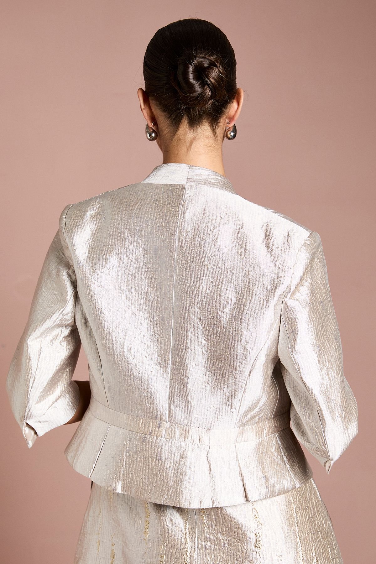 Coast Coast Women's Jacquard Peplum Jacket in Golden - 3