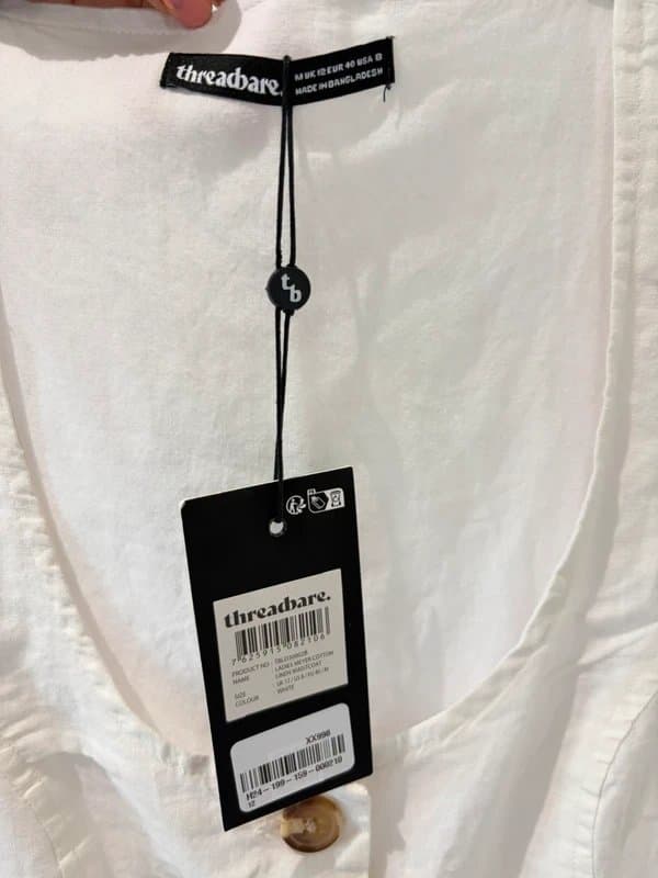 ASOS ASOS Threadbare Linen blend scoop neck waistcoat in white size 12