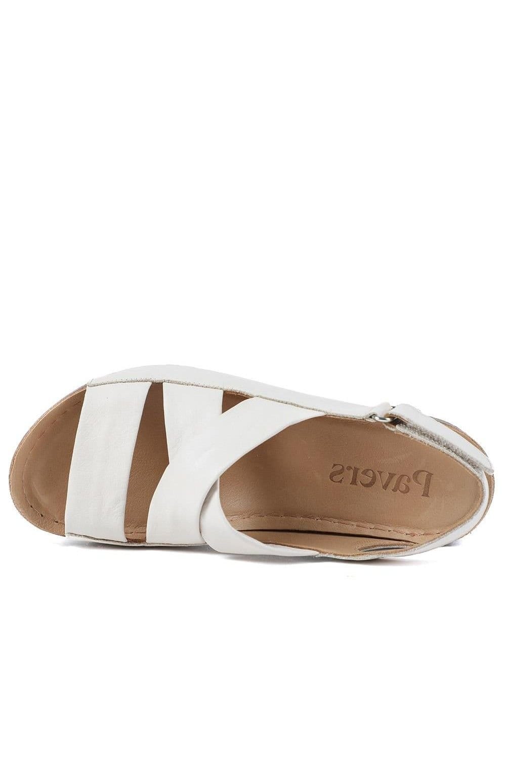Pavers Pavers Women's Leather Wedge Sandals in Beige - 4