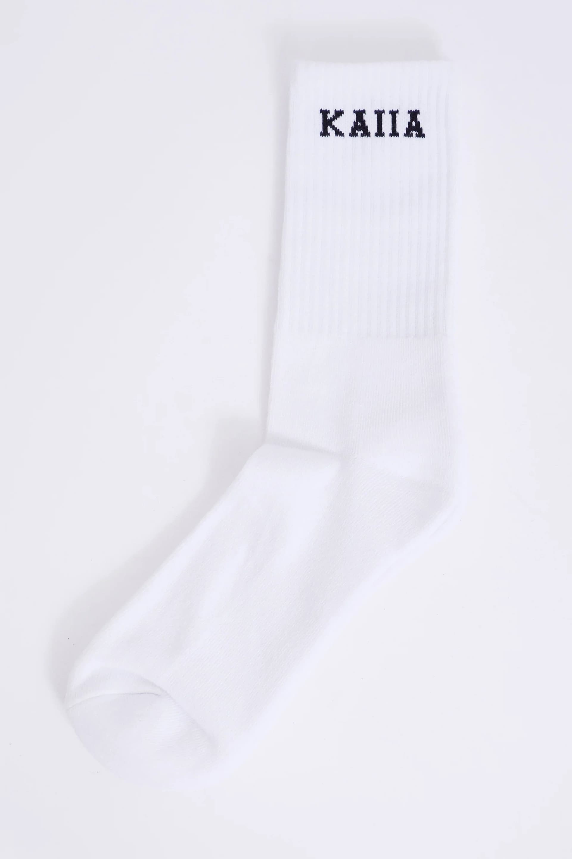 Kaiia Kaiia White & Black Logo Longline Socks