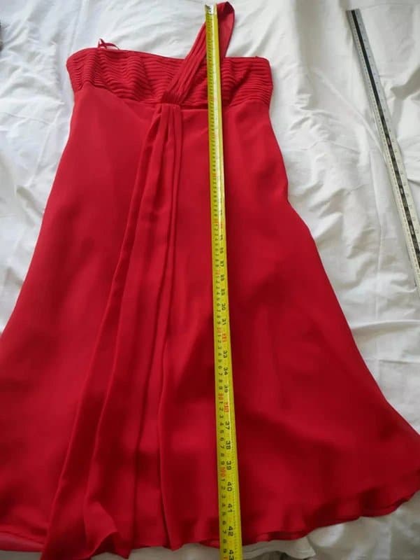 Debut Red Debut Dress Ladies Size 12 Debenhams Chiffon Evening Party Ruffle Wedding