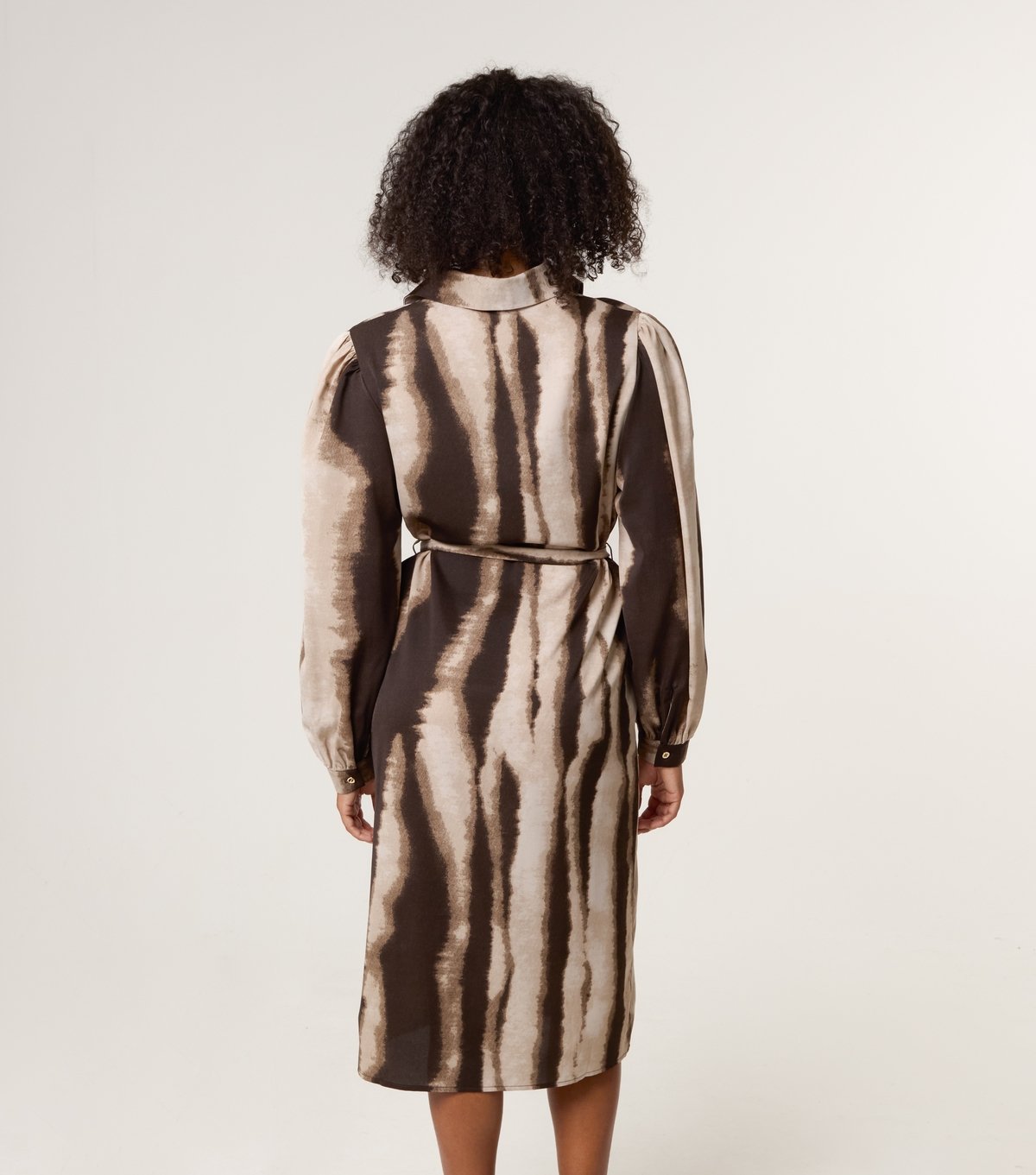 Blue Vanilla Women's Light Brown Belted Tie Dye Shirt Dress Blue Vanilla New Look - 4