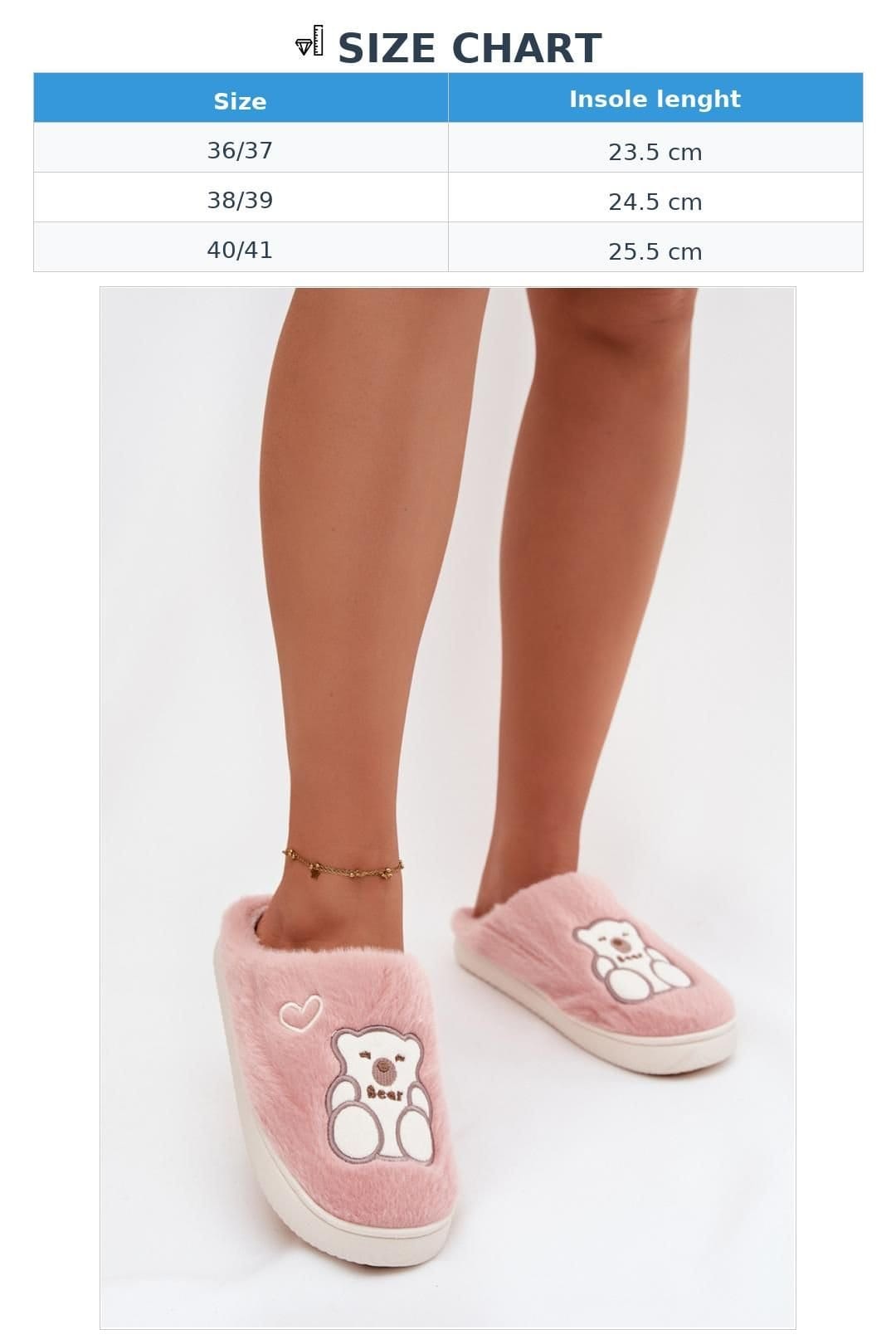 Love Lace Love Lace Women's Furry Teddy Bear & Heart Home Slippers with Thick Sole in Pink - 4