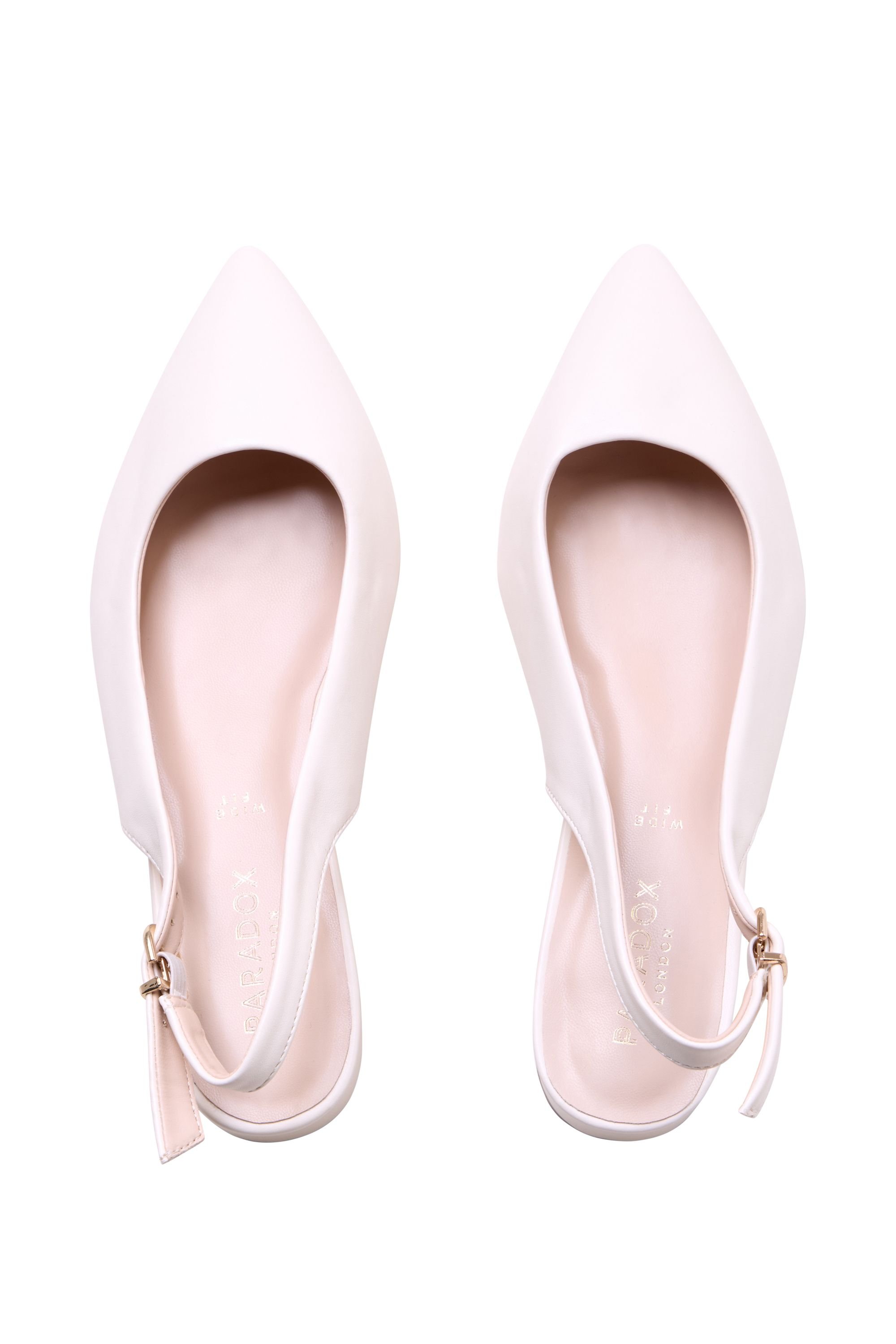 Paradox London Paradox London Women's 'Fiorenza' Wide Fit Low Block Heel Sling Backs in Cream - 3