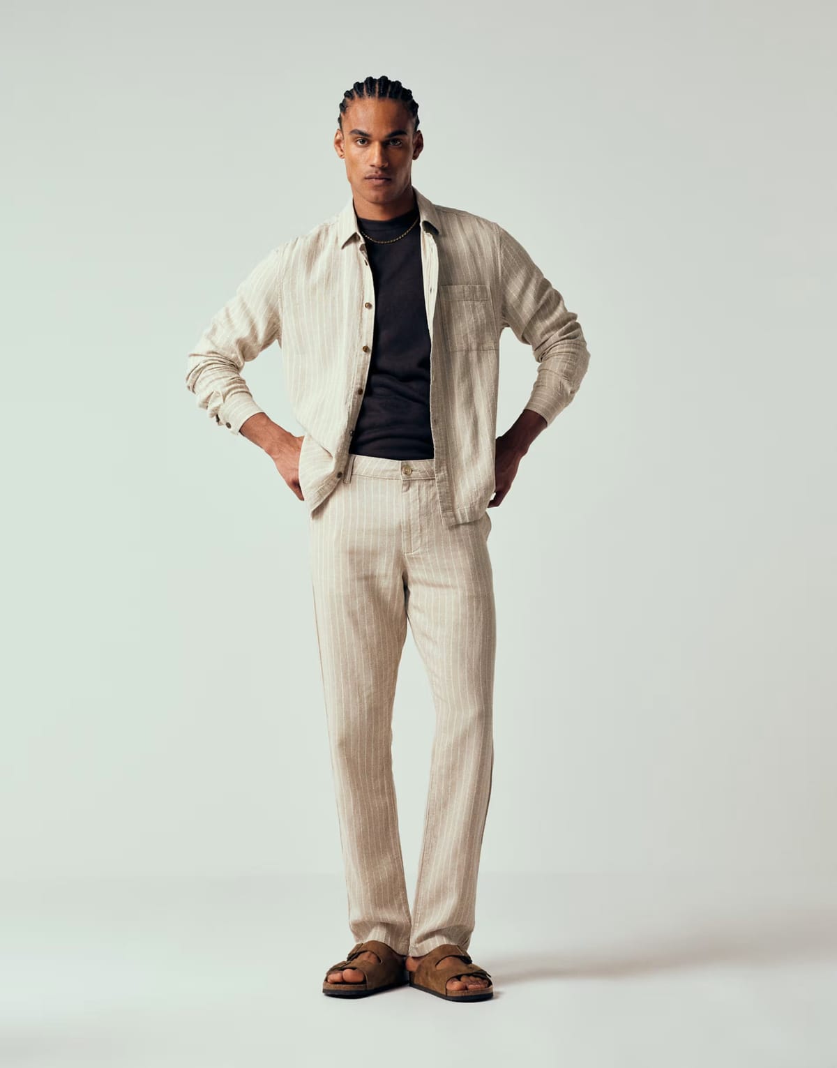 ASOS ASOS DESIGN co-ord slim linen blend trousers in stripe - 1