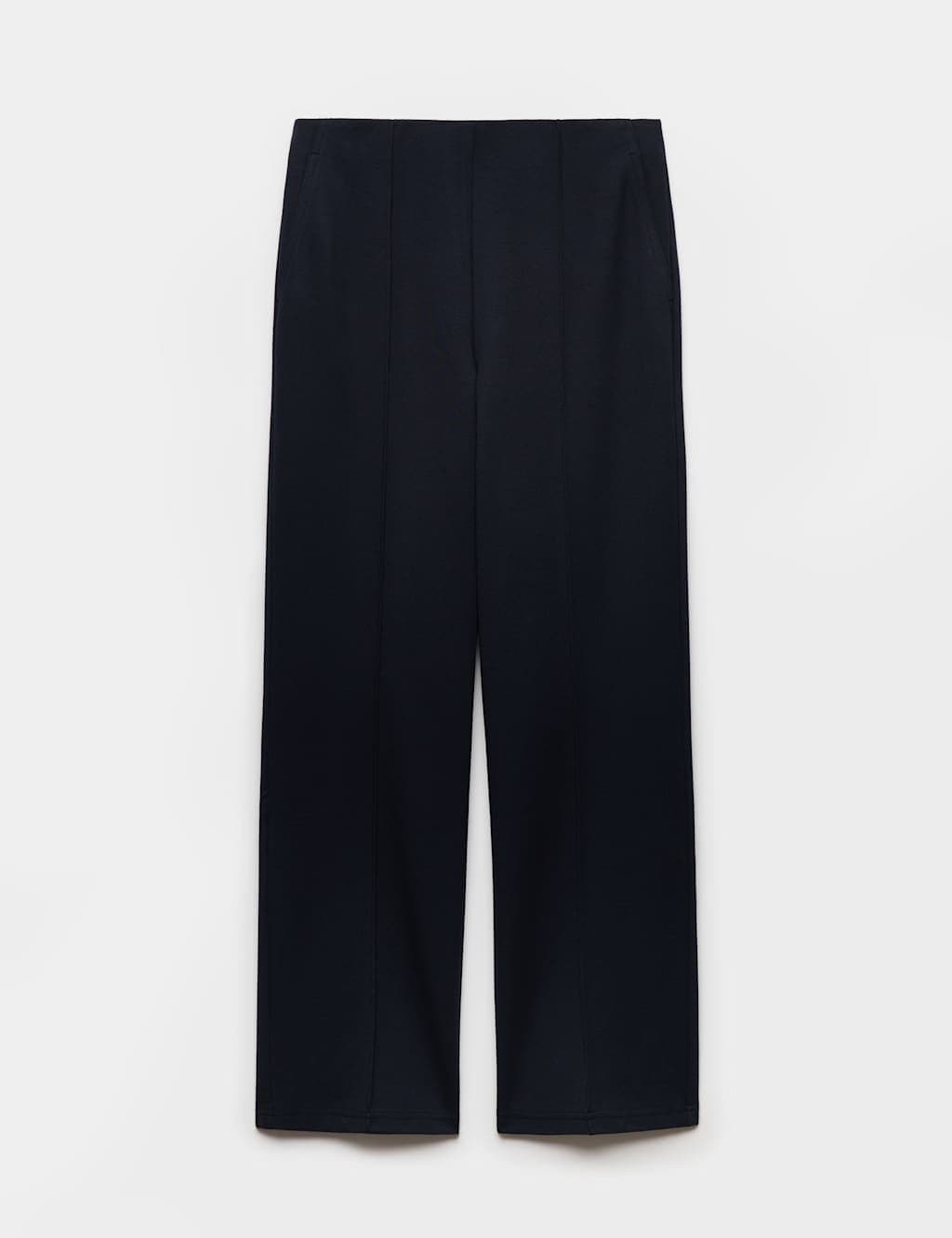 Marks & Spencer M&S Jersey Twill Straight Leg Ankle Grazer Trousers Dark Navy