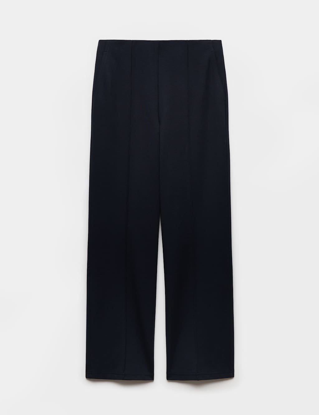 M&S Jersey Twill Straight Leg Ankle Grazer Trousers Dark Navy