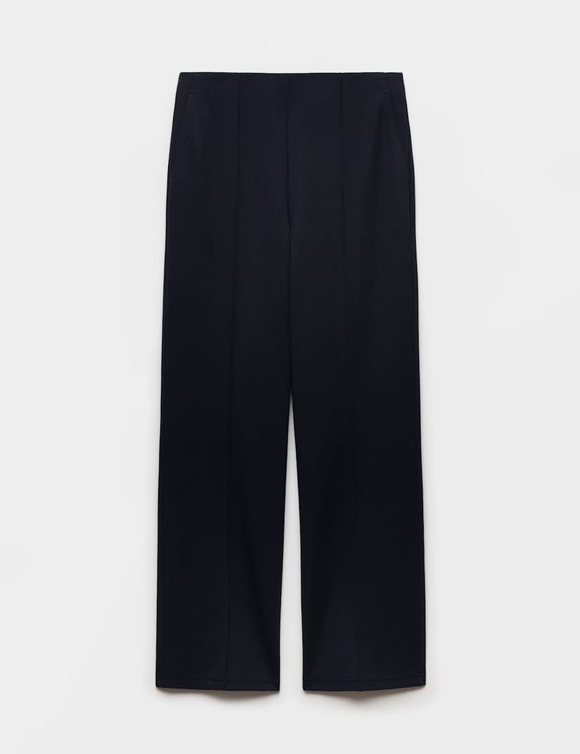 Marks & Spencer M&S Jersey Twill Straight Leg Ankle Grazer Trousers Dark Navy - 1