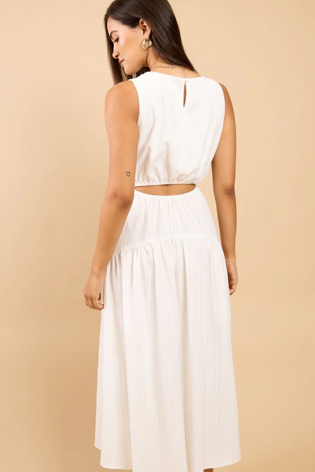 Little Mistress Little Mistress Women's White Dropped Waist Midaxi Dress - 2